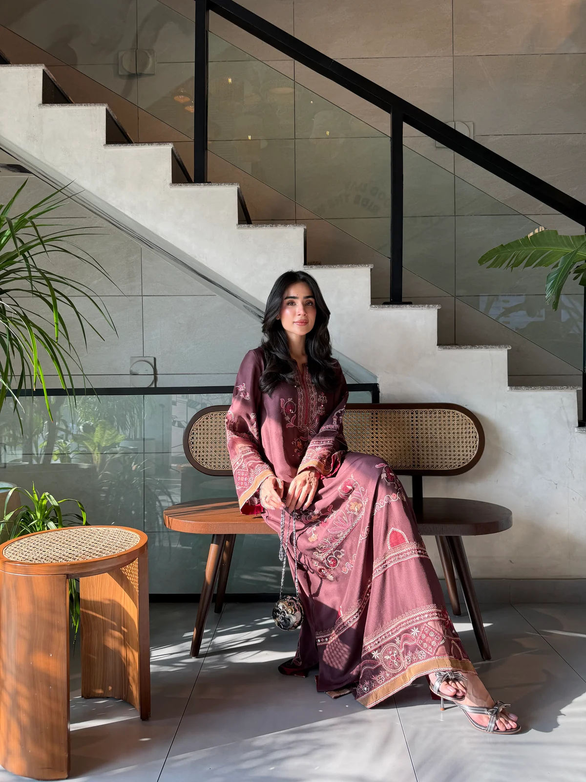 Hickory Kaftan Style Embroidered Set with Pant - Image 5